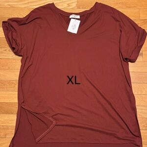 Zenana Outfitters Rust V-Neck Blouse